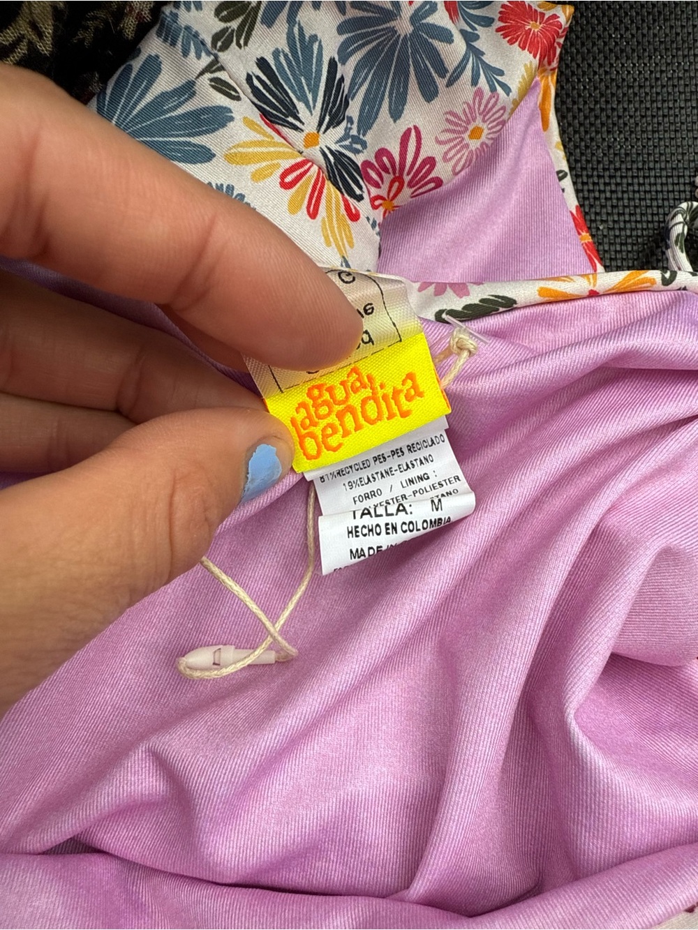Agua Bendita Floral Tie-Side Bikini Bottom in Pink, Yellow, Red, Blue - Picture 4 of 4